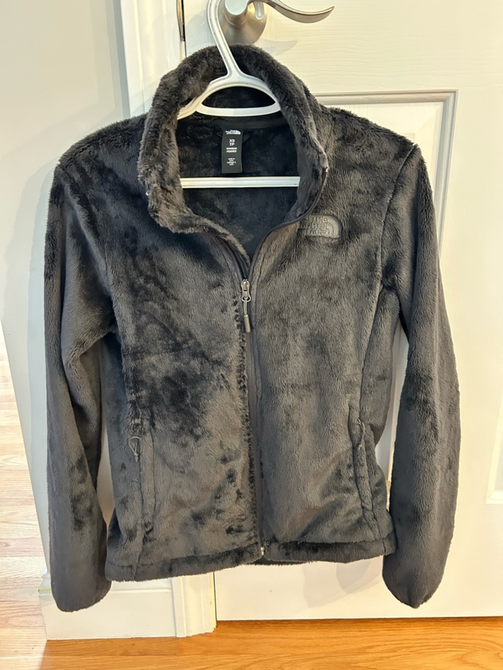 The North Face Women's Dark Gray Plush Full-Zip Teddy Jacket